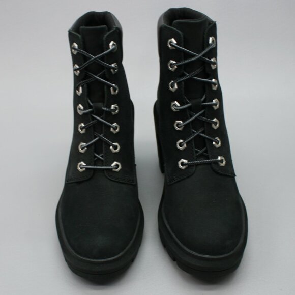Timberland Ladies 8.5 Allington Heights 6" Black Nubuck Heels Ankle Boots A5Y6C - Picture 5 of 12